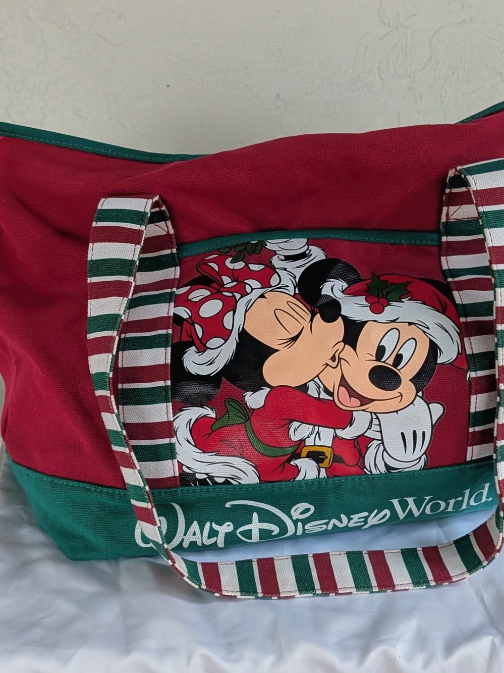 Disney Red & Green Mickey and Minnie Holiday Tote
